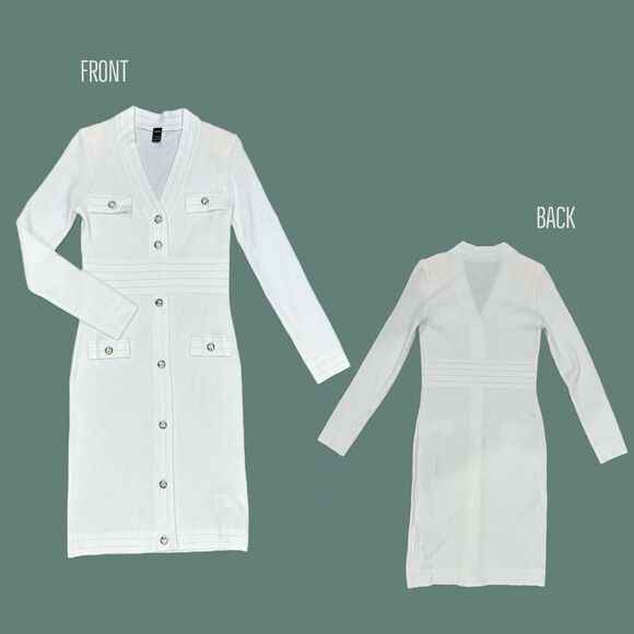 White Knit Classy Dress - Picture 2 of 4